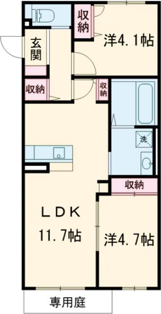 綾部市井倉新町のアパートの間取り