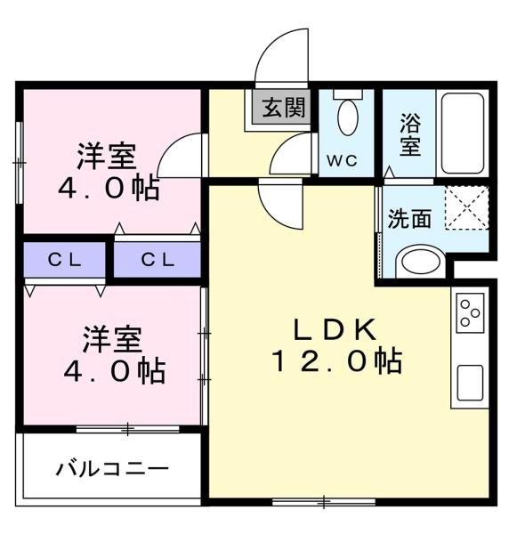 松原市高見の里のアパートの間取り