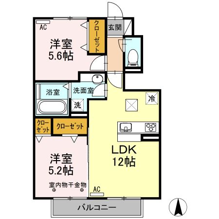 焼津市柳新屋のアパートの間取り