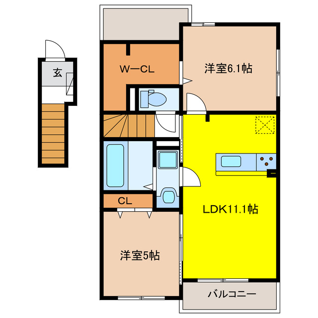 大垣市長松町のアパートの間取り