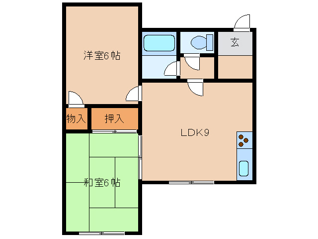 函館市榎本町のアパートの間取り