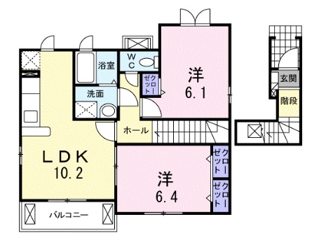 阿南市津乃峰町のアパートの間取り