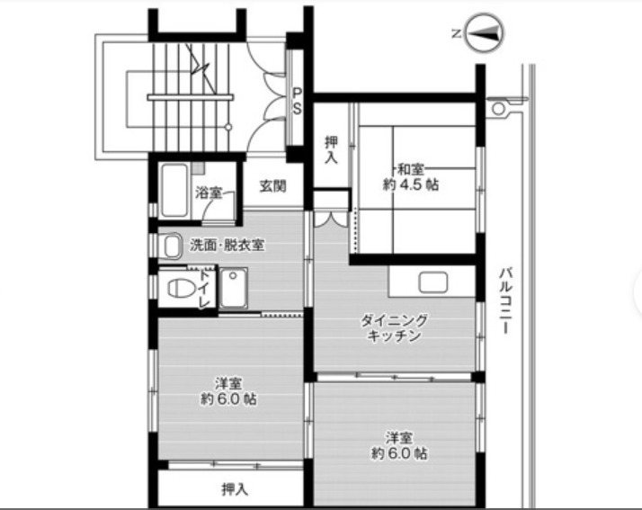 ビレッジハウス奈戸岡2号棟の間取り