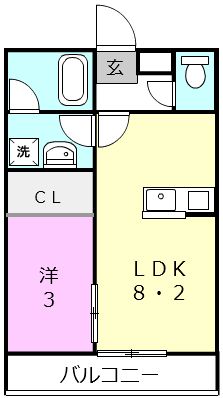 和歌山市西小二里のアパートの間取り