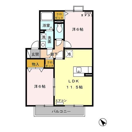 鈴鹿市安塚町のアパートの間取り