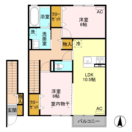 前橋市野中町のアパートの間取り