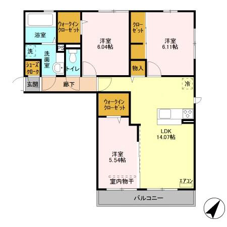 袖ケ浦市袖ケ浦駅前のアパートの間取り