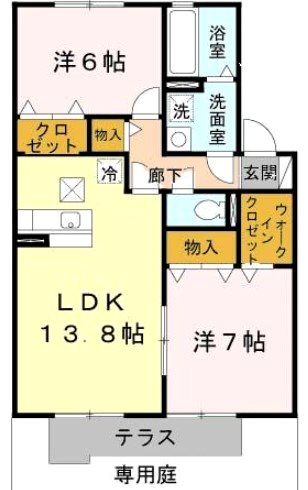 八尾市中田のアパートの間取り