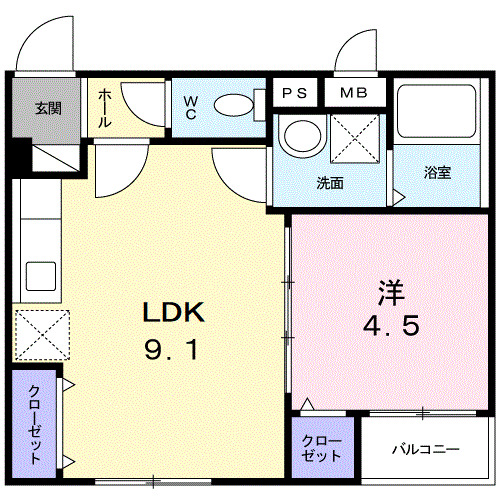 小田原市曽比のアパートの間取り