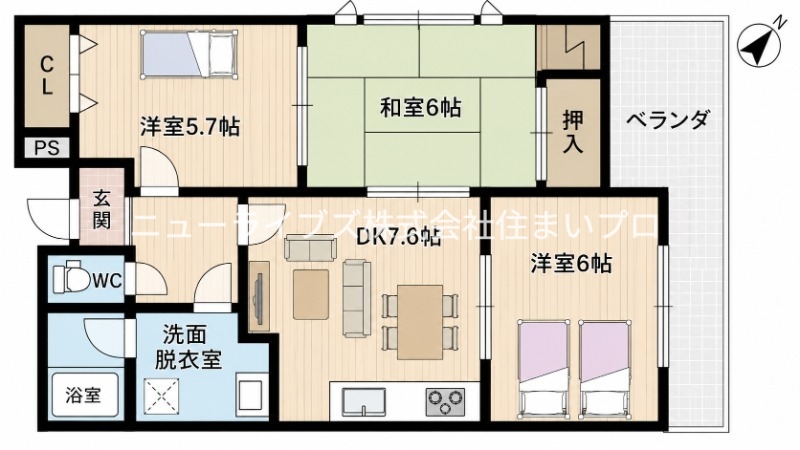 ヒルズシティ寝屋川の間取り写真