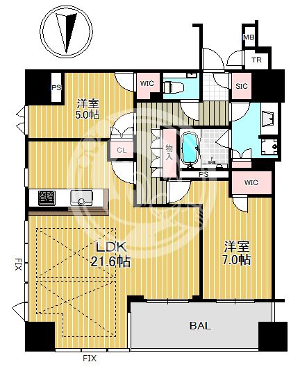 クレヴィアタワー御堂筋本町の間取り