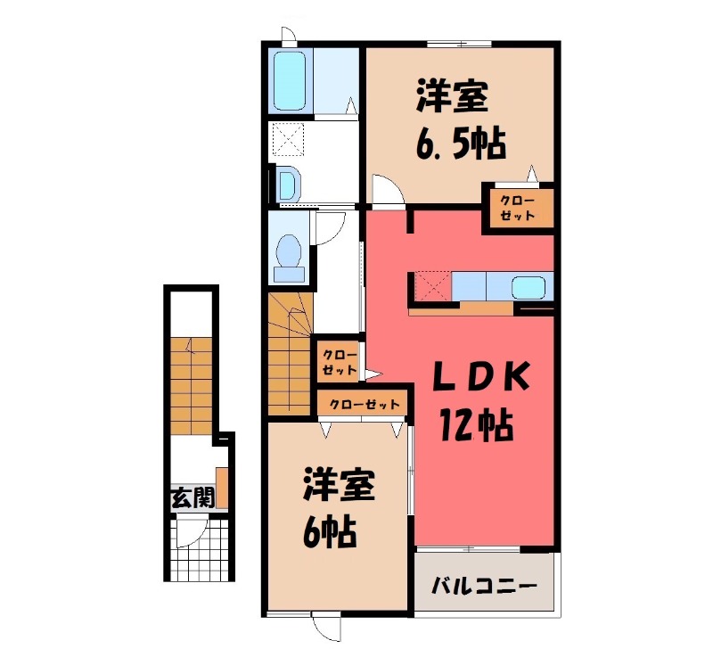 太田市藪塚町のアパートの間取り