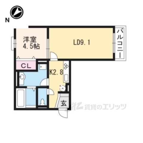 京都市伏見区横大路畑中町のマンションの間取り