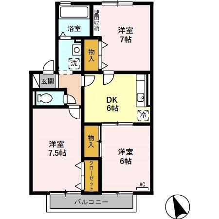 ヴィルヌーブ経堂　A棟の間取り