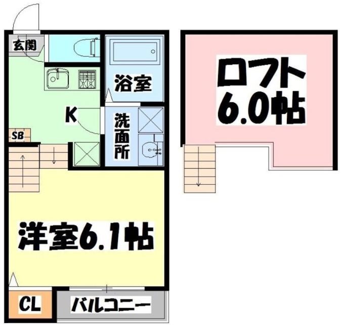 仙台市青葉区葉山町のアパートの間取り