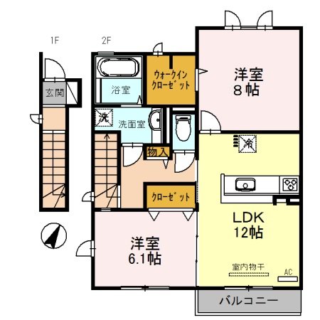 加古郡播磨町東野添のアパートの間取り