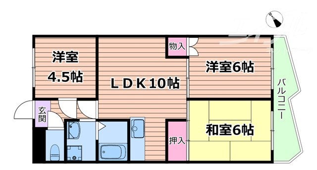 豊中市上新田のマンションの間取り