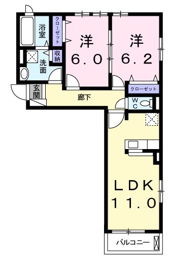 高松市上林町のアパートの間取り