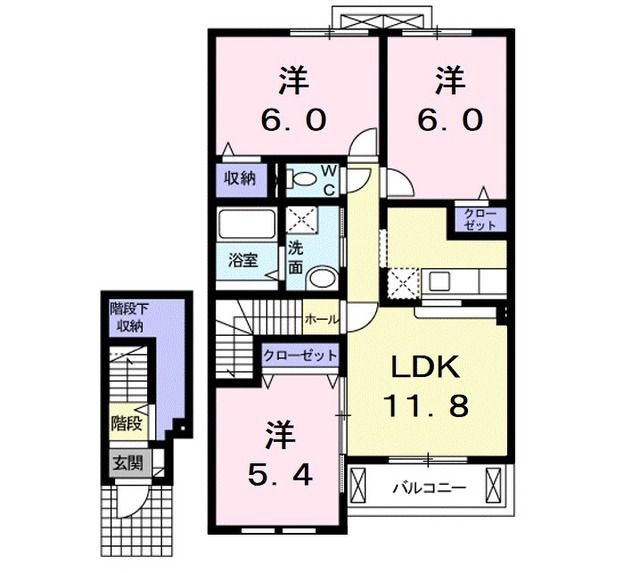 青森市大字石江のアパートの間取り