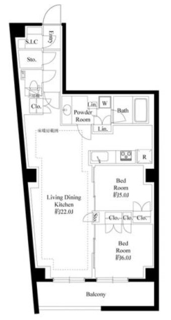 港区西麻布のマンションの間取り