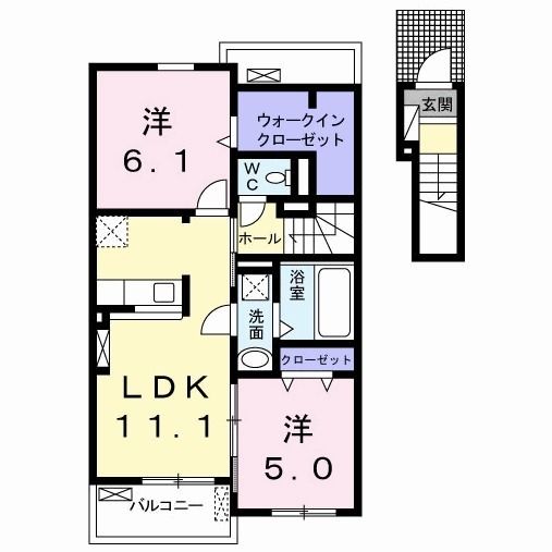 行橋市大字金屋のアパートの間取り