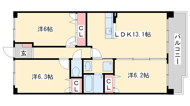 太宰府市五条のマンションの間取り