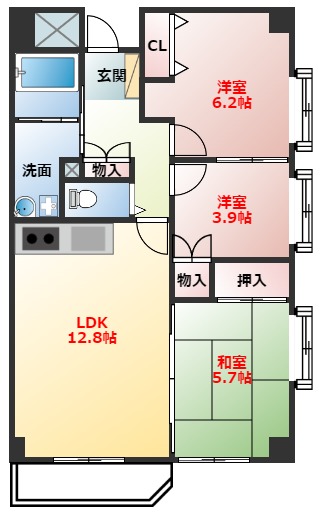 小田原市城山のマンションの間取り