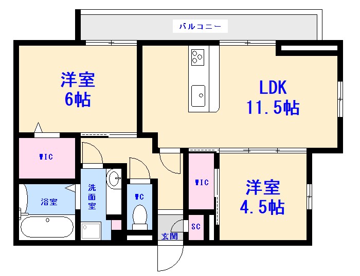 広島市西区庚午中のアパートの間取り