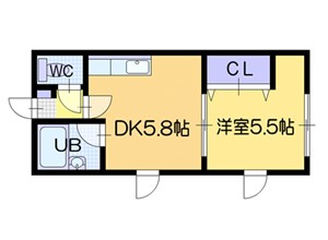 札幌市北区あいの里三条のアパートの間取り