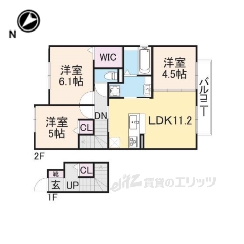 彦根市川瀬馬場町のアパートの間取り