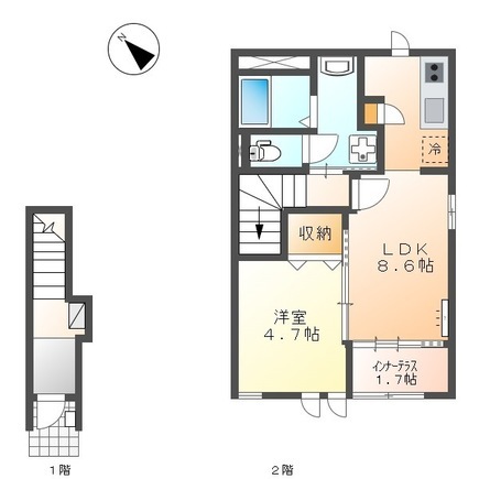 松山市小栗のアパートの間取り