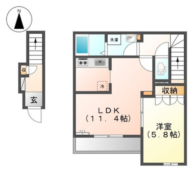 【堺市東区日置荘原寺町のアパートの間取り】