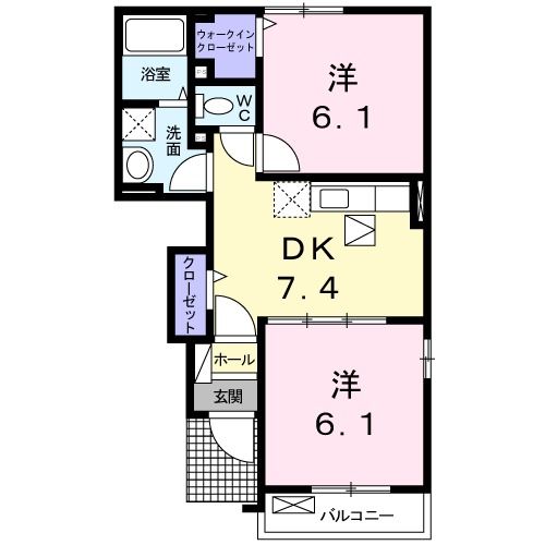 宮崎県都城市大王町（アパート）の賃貸物件の間取り