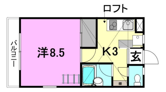 松山市鷹子町のアパートの間取り