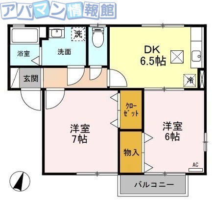 新潟市西蒲区巻のアパートの間取り