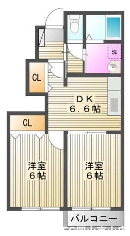 【岡山市北区門前のアパートの間取り】