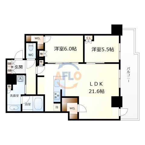 大阪市西区南堀江のマンションの間取り