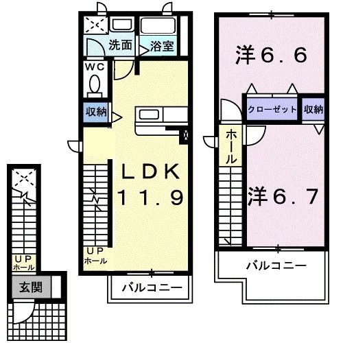 【プリヴェイル中松山の間取り】