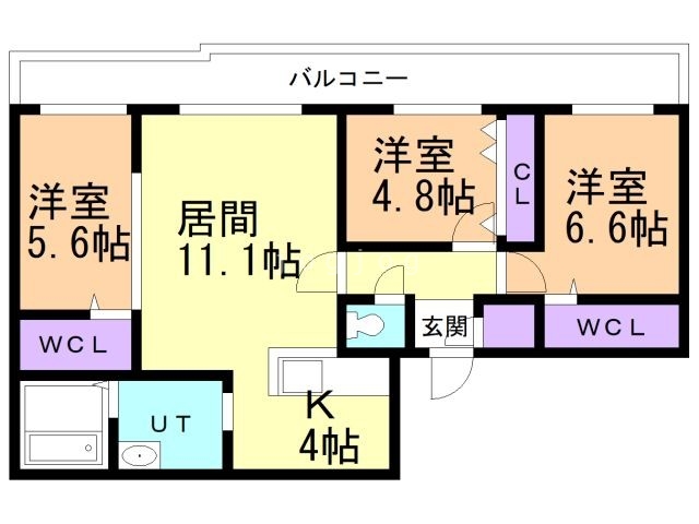 札幌市南区澄川四条のマンションの間取り