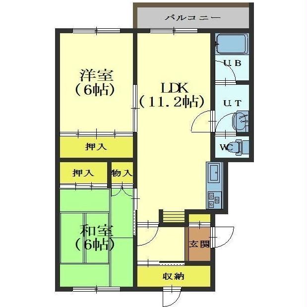 函館市日吉町のアパートの間取り