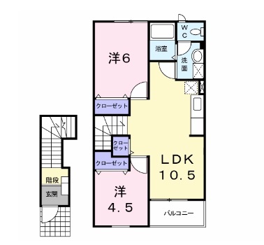 阿南市那賀川町北中島のアパートの間取り