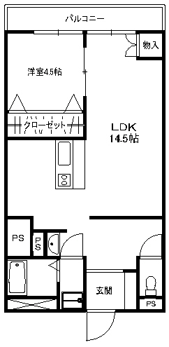 箕面市箕面のマンションの間取り