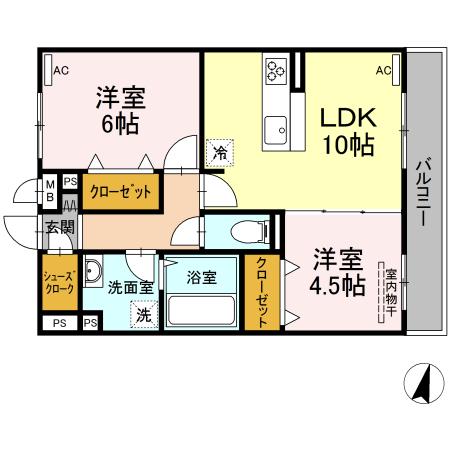 福山市御幸町大字上岩成のアパートの間取り