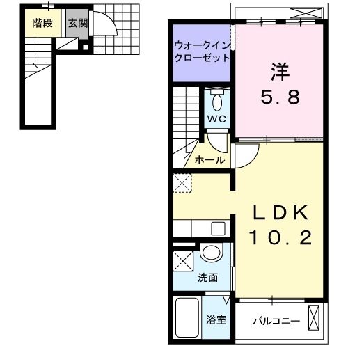 熊谷市佐谷田のアパートの間取り