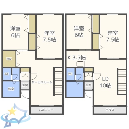 【札幌市西区西野七条のアパートの間取り】