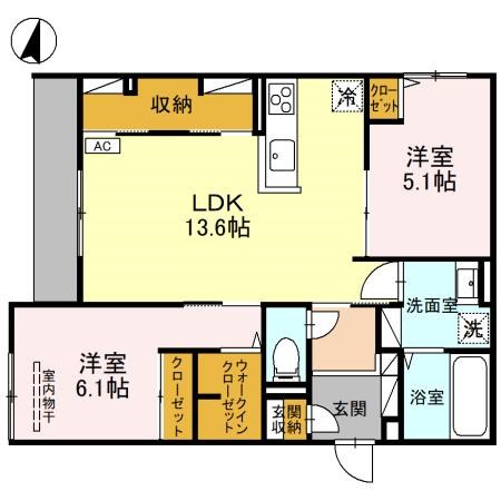 八尾市恩智北町のアパートの間取り