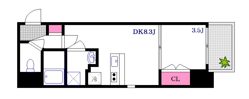 広島市中区鶴見町のマンションの間取り