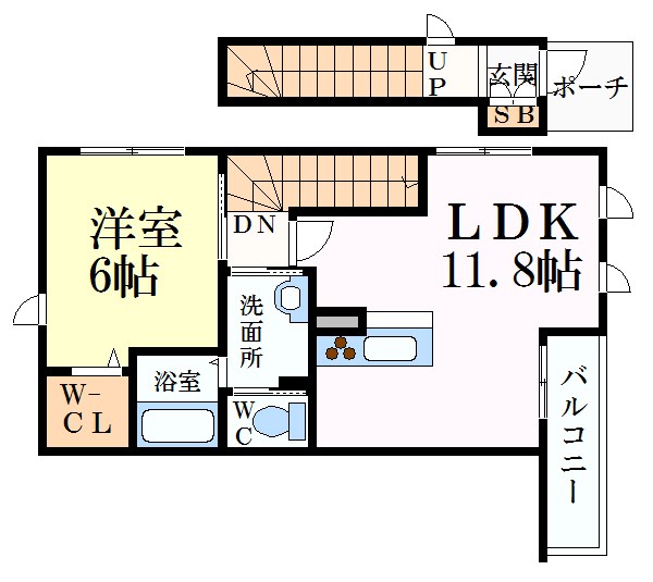 【姫路市野里寺町のアパートの間取り】