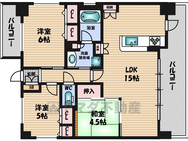 豊中市庄内東町のマンションの間取り