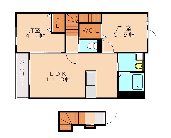 福岡市東区香住ヶ丘のアパートの間取り